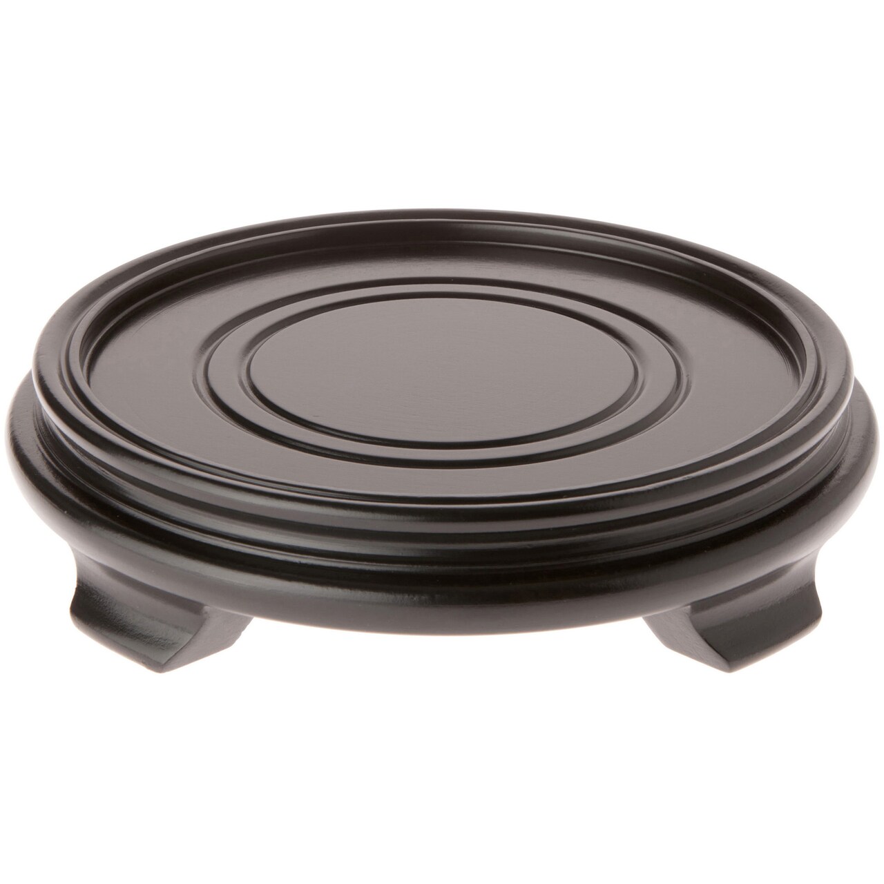 Plymor Black Round Wood Veneer Footed Display Base, 7.25" W x 7.25" D x 1.75" H (6" Display Diameter)